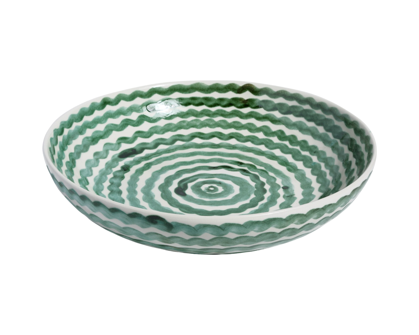 Caroline Irving & Daughters Green Squiggle Serving Bowl