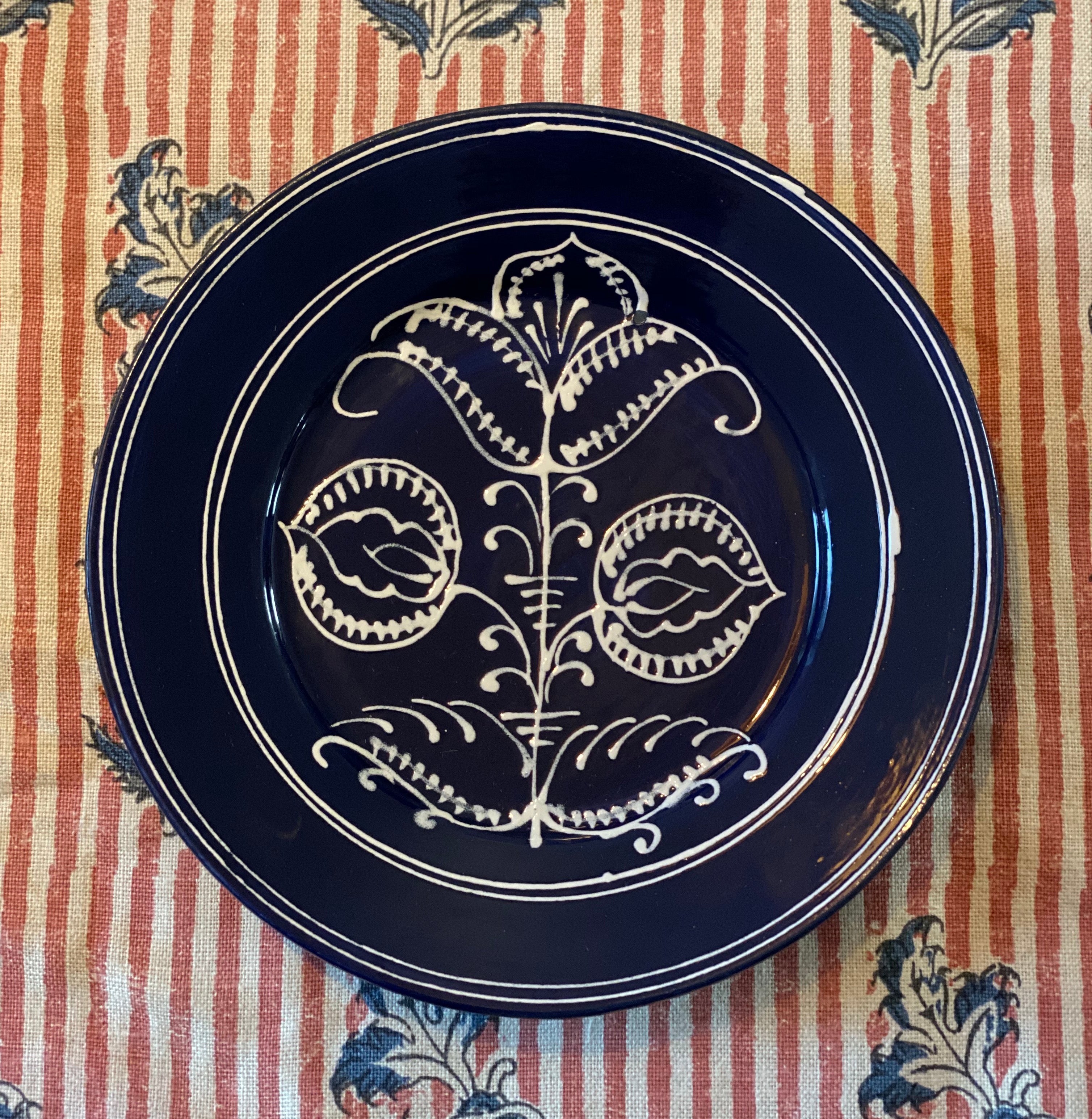 WAREHOUSE SALE Cobalt Tulip Dessert Plate