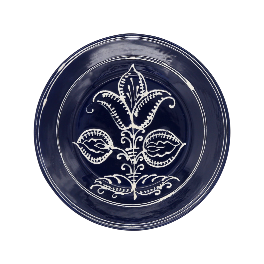 WAREHOUSE SALE Cobalt Tulip Dessert Plate