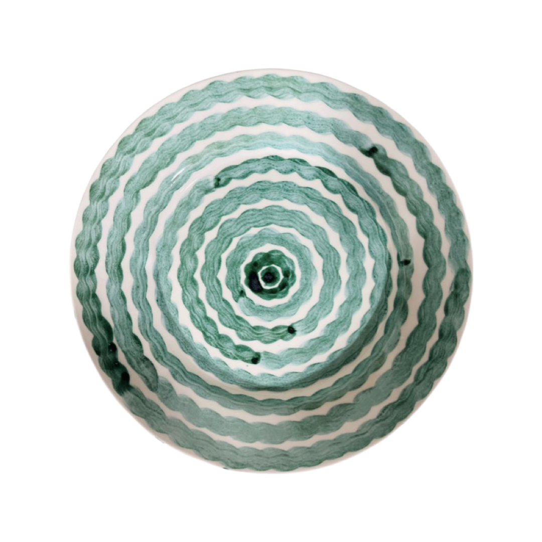 Green Squiggle Dessert Plate